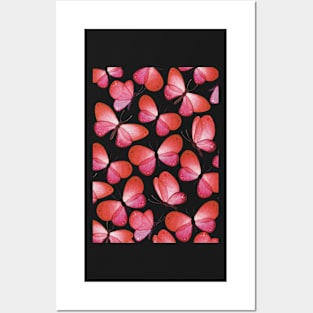 Red watercolor butterflies pattern Posters and Art